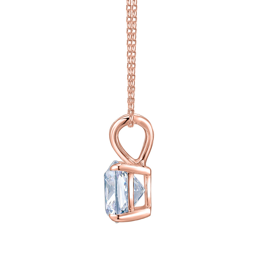 Cushion solitaire pendant with 1 carat* diamond simulant in 10 carat rose gold