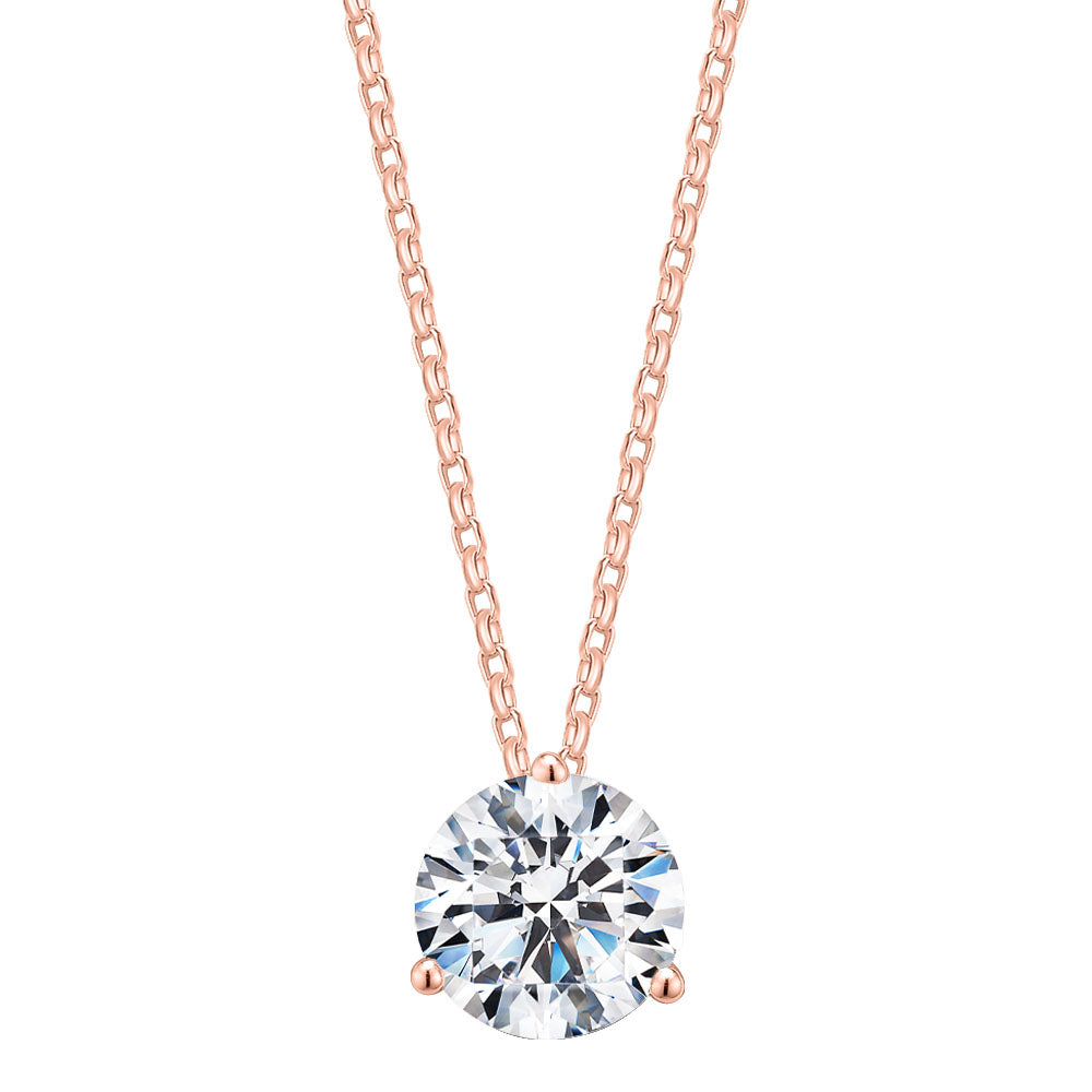 Round Brilliant solitaire pendant with 2.04 carat* diamond simulant in 10 carat rose gold