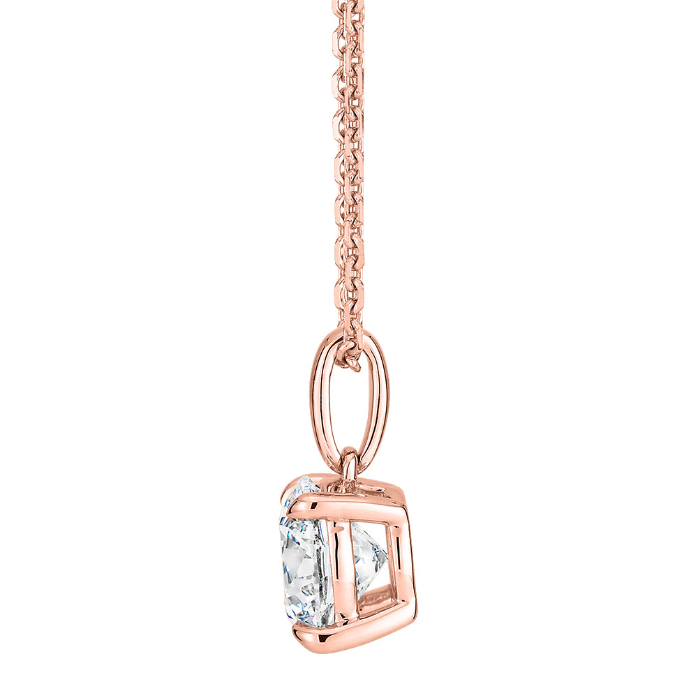 Premium Certified Laboratory Created Diamond, 1.00 carat round brilliant solitaire pendant in 14 carat rose gold