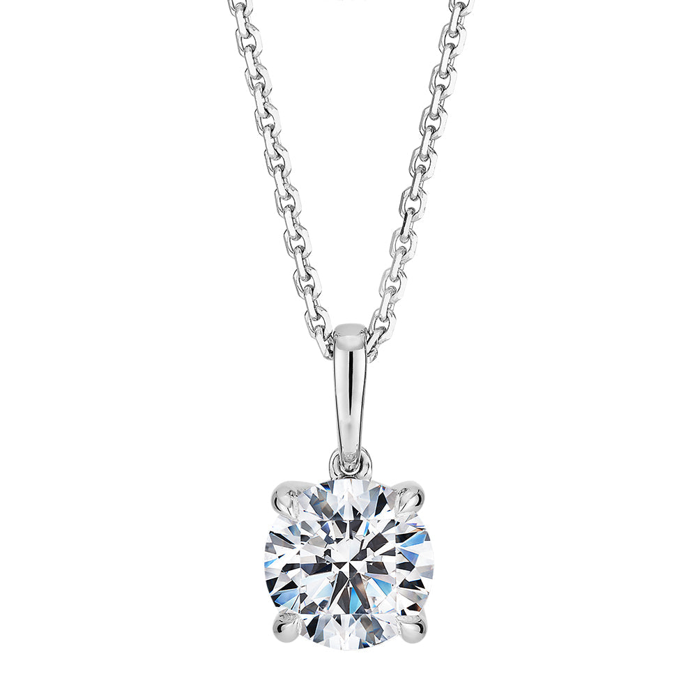 Premium Certified Laboratory Created Diamond, 1.00 carat round brilliant solitaire pendant in 14 carat white gold
