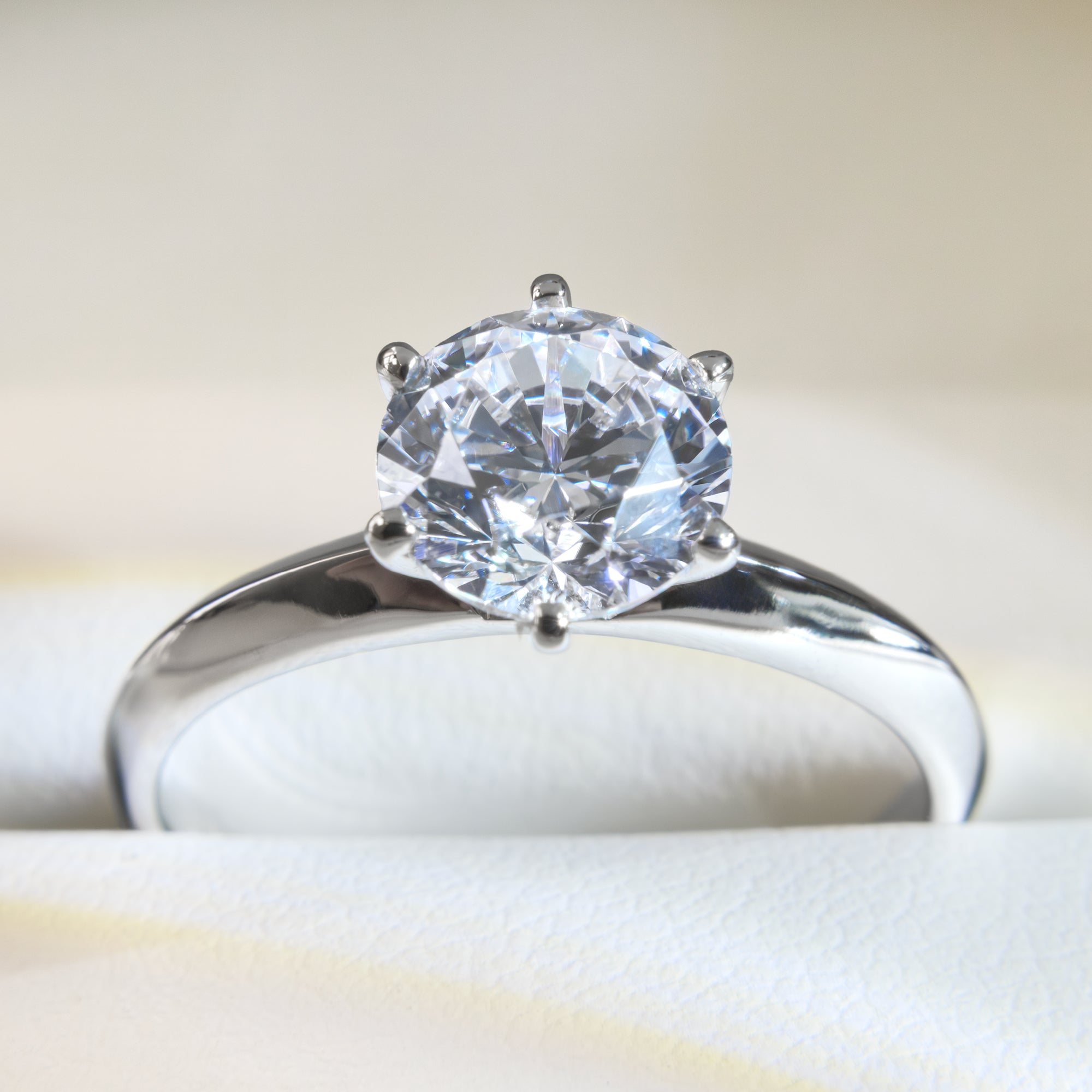 Premium Certified Lab-Grown Diamond, 1.00 carat round brilliant solitaire engagement ring in 14 carat white gold