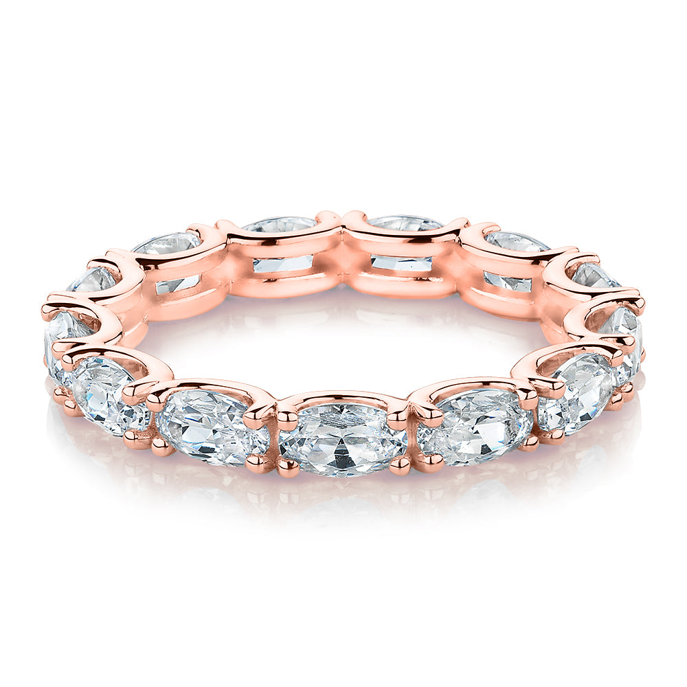 All-rounder eternity band with 2.94 carats* of diamond simulants in 10 carat rose gold