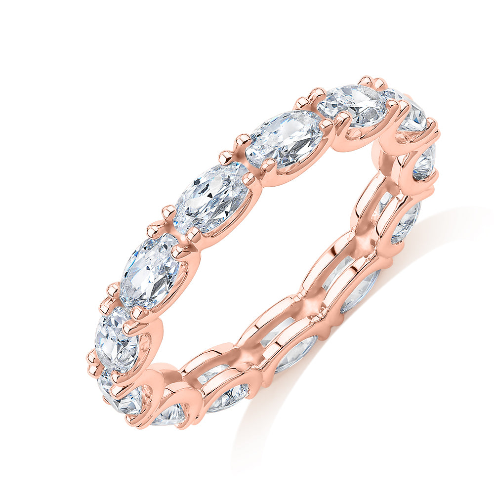 All-rounder eternity band with 2.94 carats* of diamond simulants in 10 carat rose gold