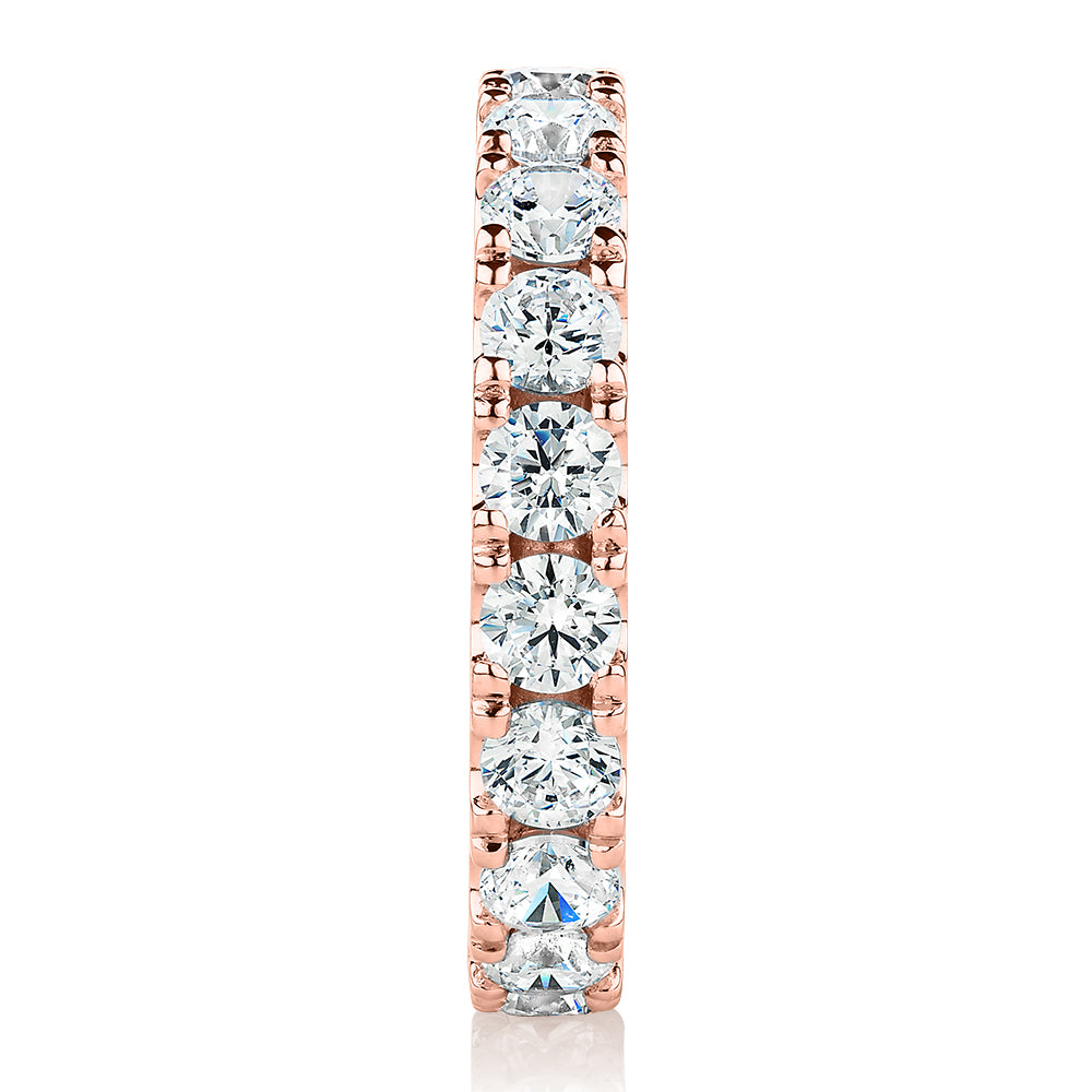 All-rounder eternity band with 2.09 carats* of diamond simulants in 14 carat rose gold