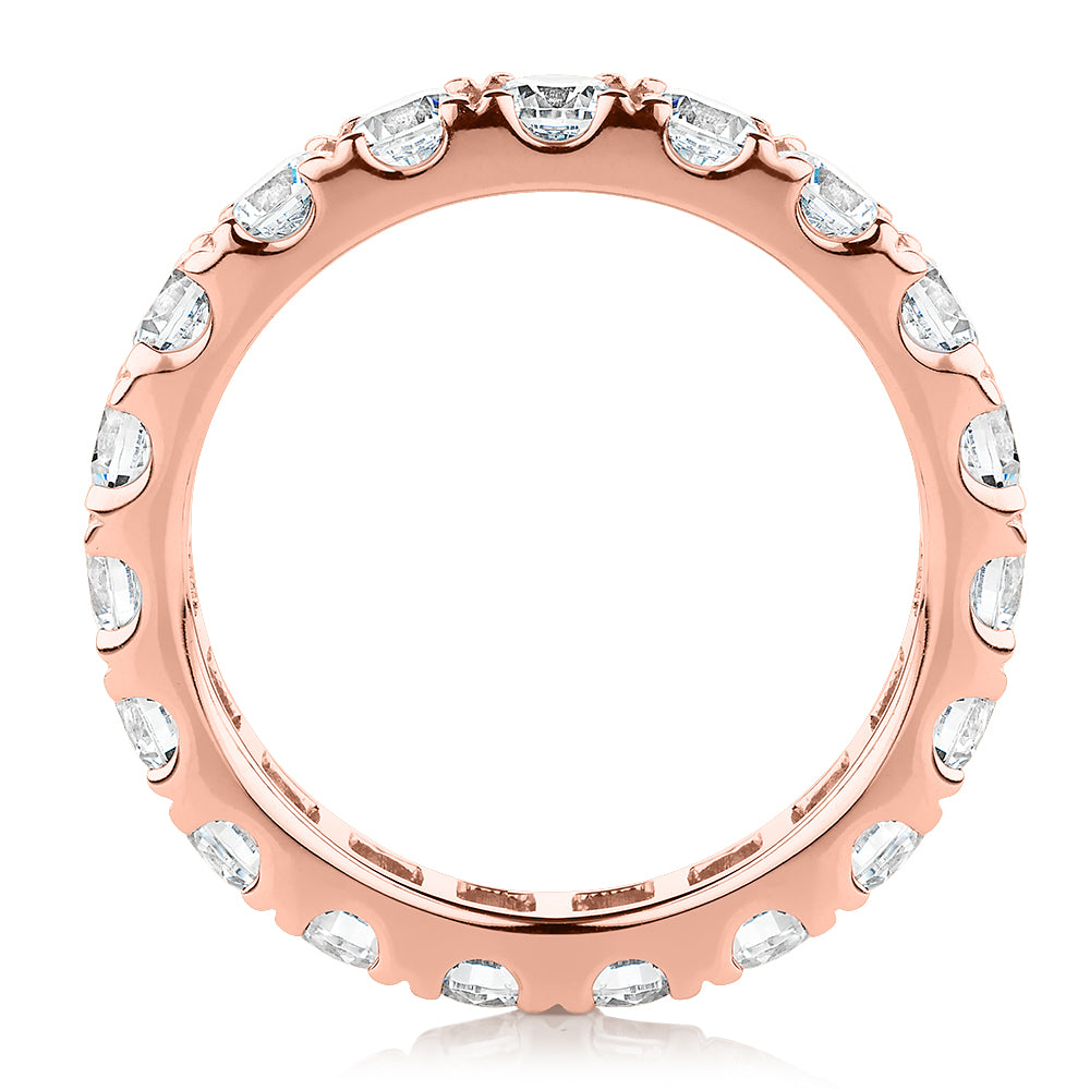 All-rounder eternity band with 2.09 carats* of diamond simulants in 14 carat rose gold