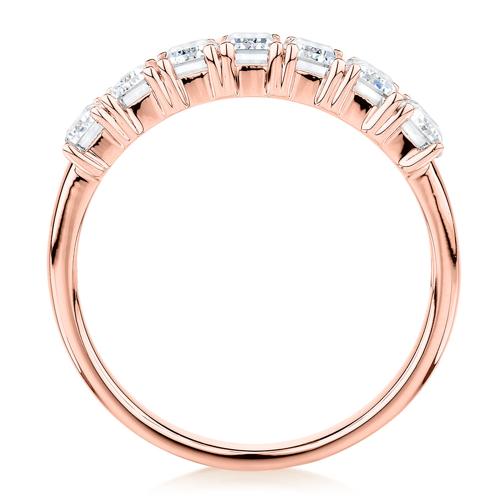 Dress ring with 2.1 carats* of diamond simulants in 10 carat rose gold