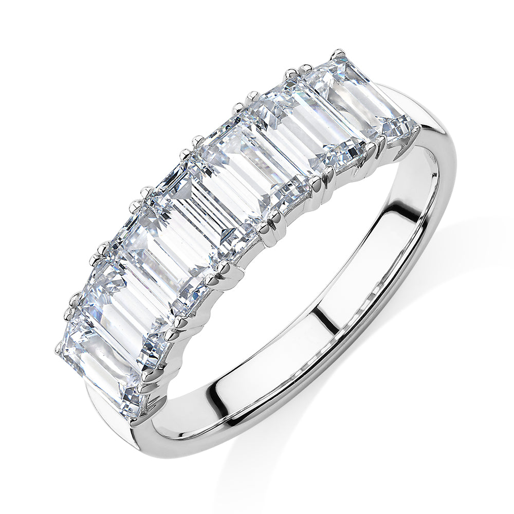 Dress ring with 2.1 carats* of diamond simulants in 10 carat white gold