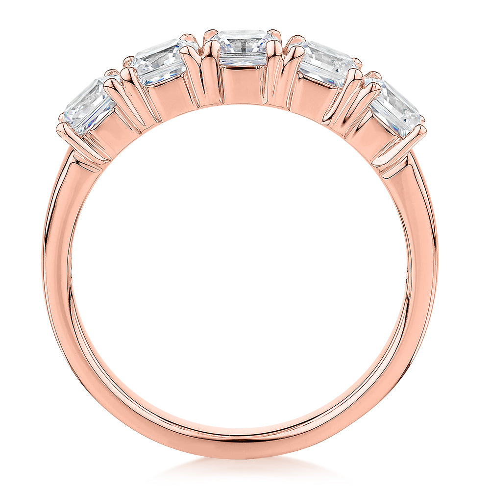 Dress ring with 1.95 carats* of diamond simulants in 10 carat rose gold