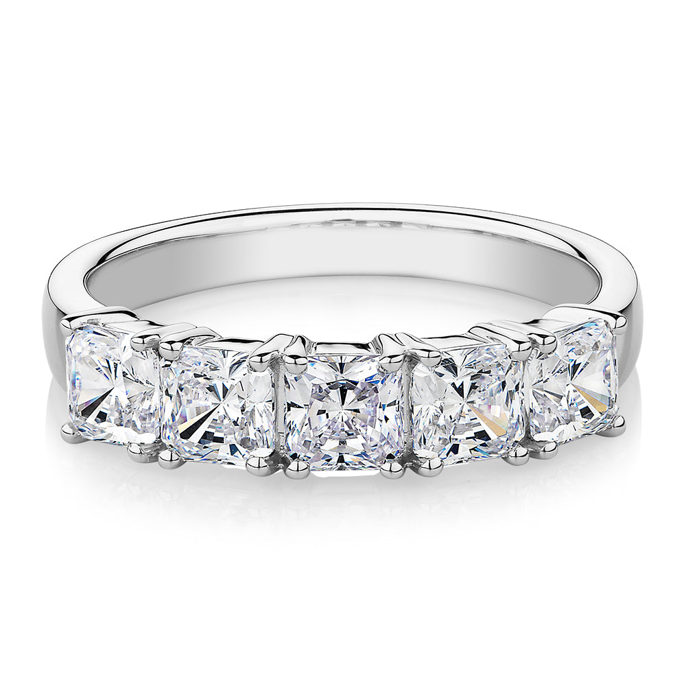 Dress ring with 1.95 carats* of diamond simulants in 10 carat white gold