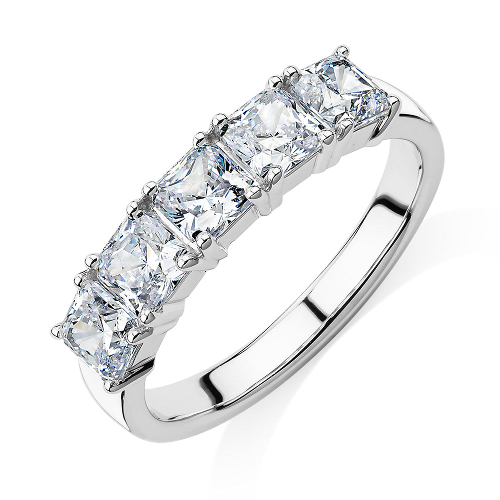 Dress ring with 1.95 carats* of diamond simulants in 10 carat white gold