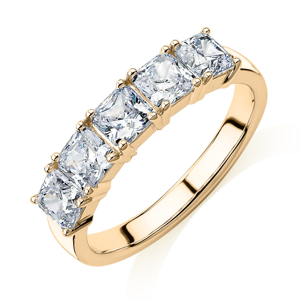 Dress ring with 1.95 carats* of diamond simulants in 10 carat yellow gold