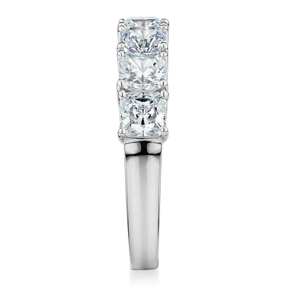 Dress ring with 2.73 carats* of diamond simulants in 10 carat white gold