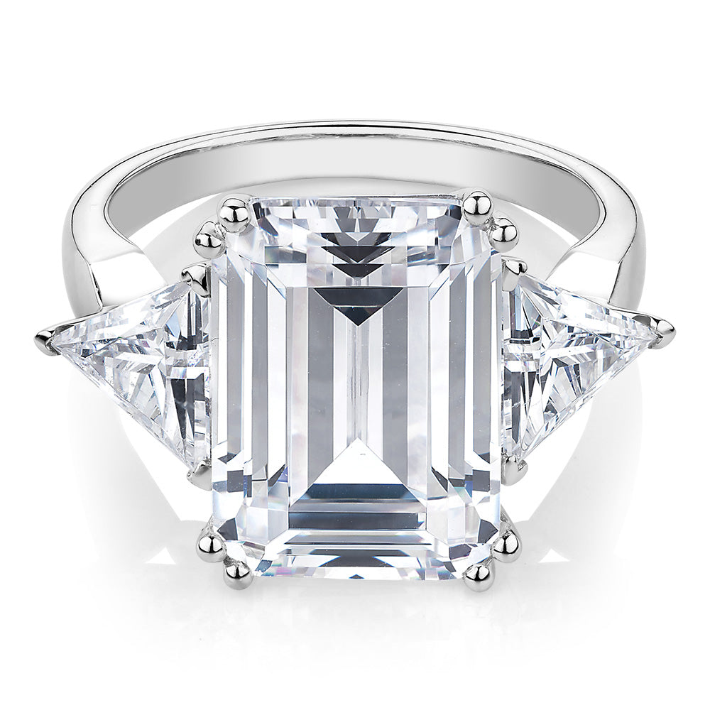 Dress ring with 10.68 carats* of diamond simulants in 10 carat white gold