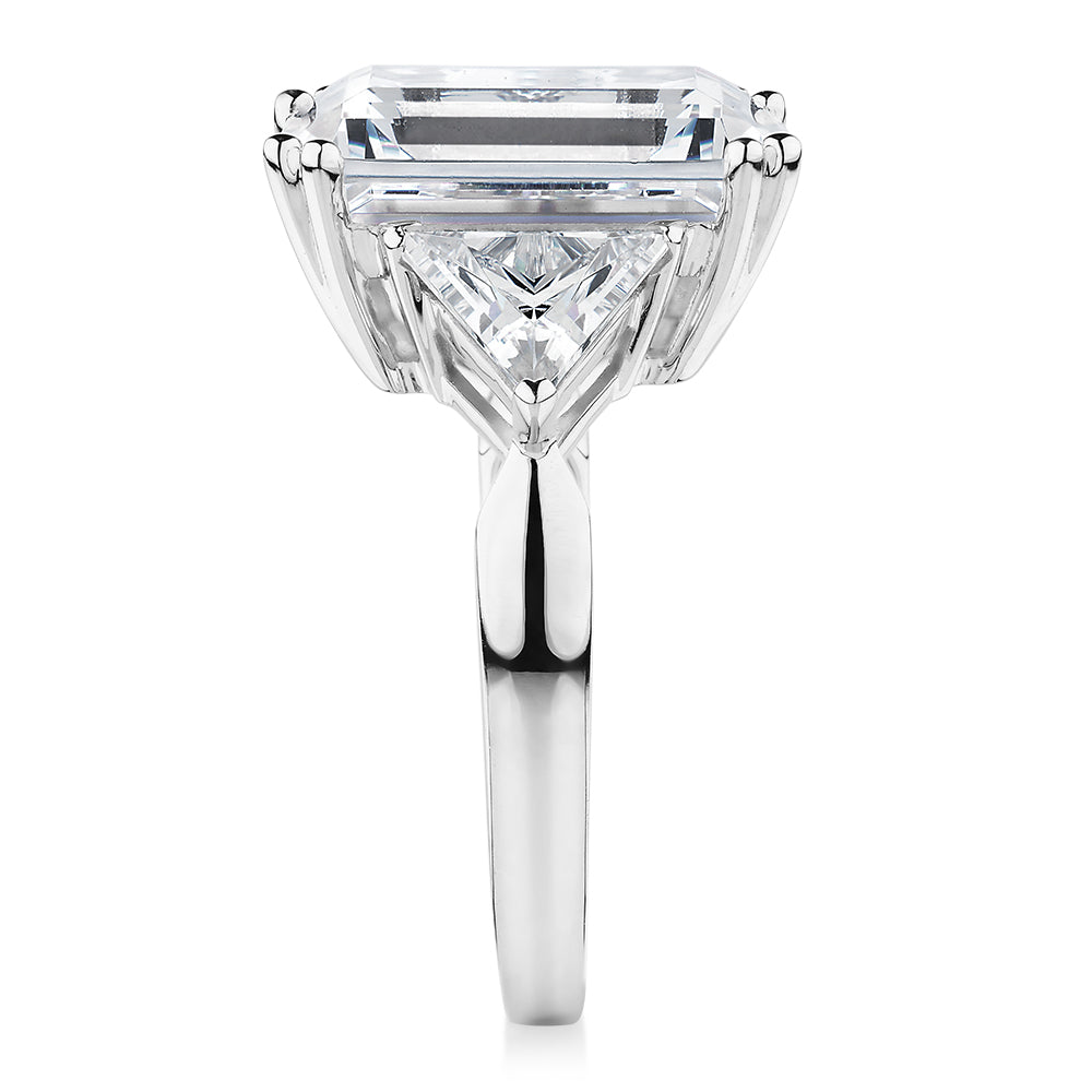 Dress ring with 10.68 carats* of diamond simulants in 10 carat white gold