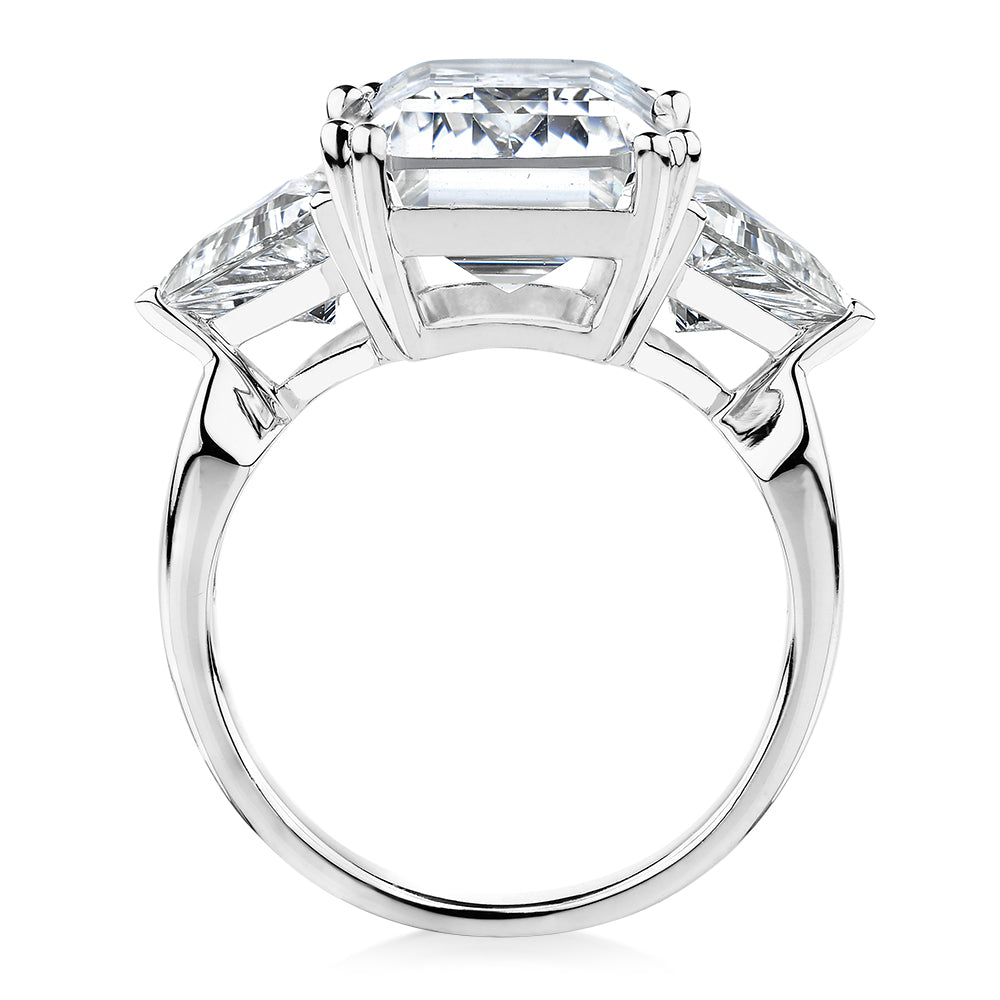 Dress ring with 10.68 carats* of diamond simulants in 10 carat white gold