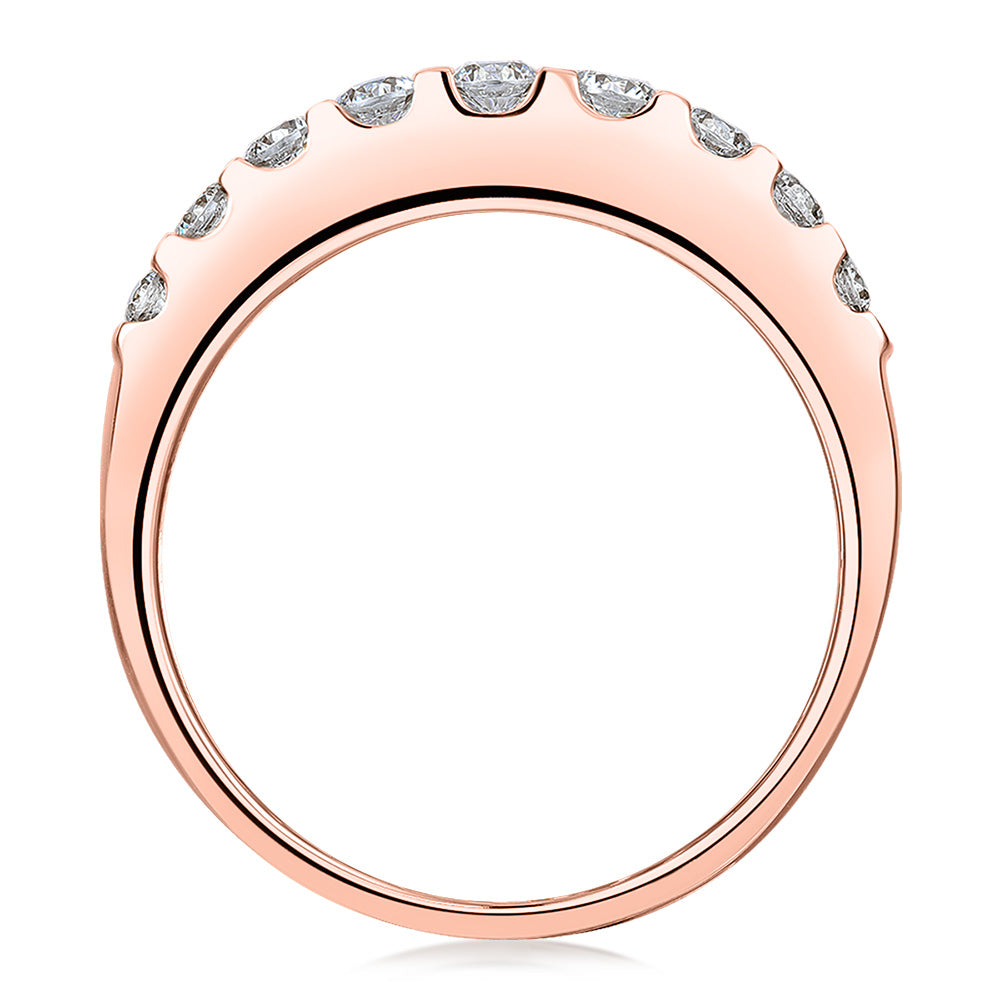 Dress ring with 1.44 carats* of diamond simulants in 10 carat rose gold