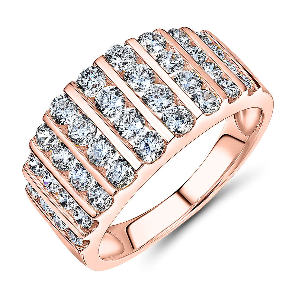 Dress ring with 1.44 carats* of diamond simulants in 10 carat rose gold