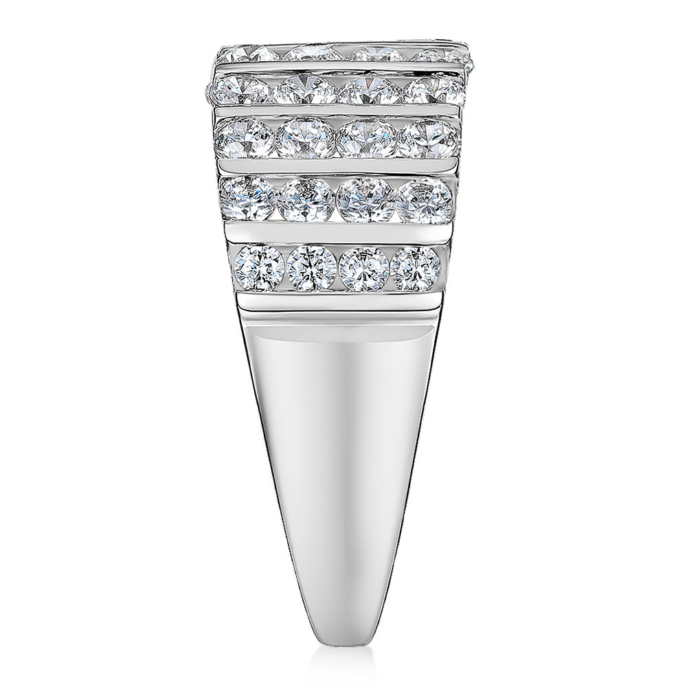 Dress ring with 1.44 carats* of diamond simulants in 10 carat white gold