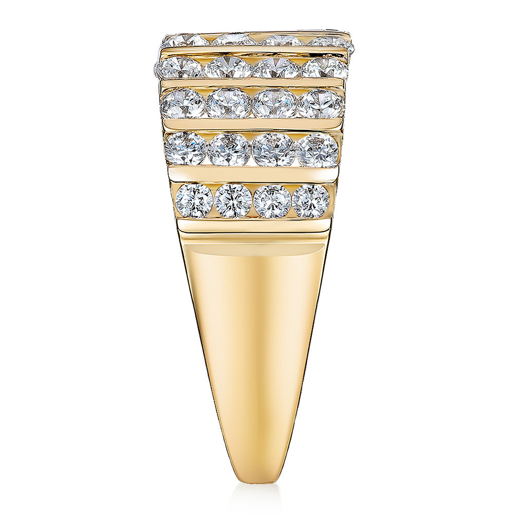 Dress ring with 1.44 carats* of diamond simulants in 10 carat yellow gold