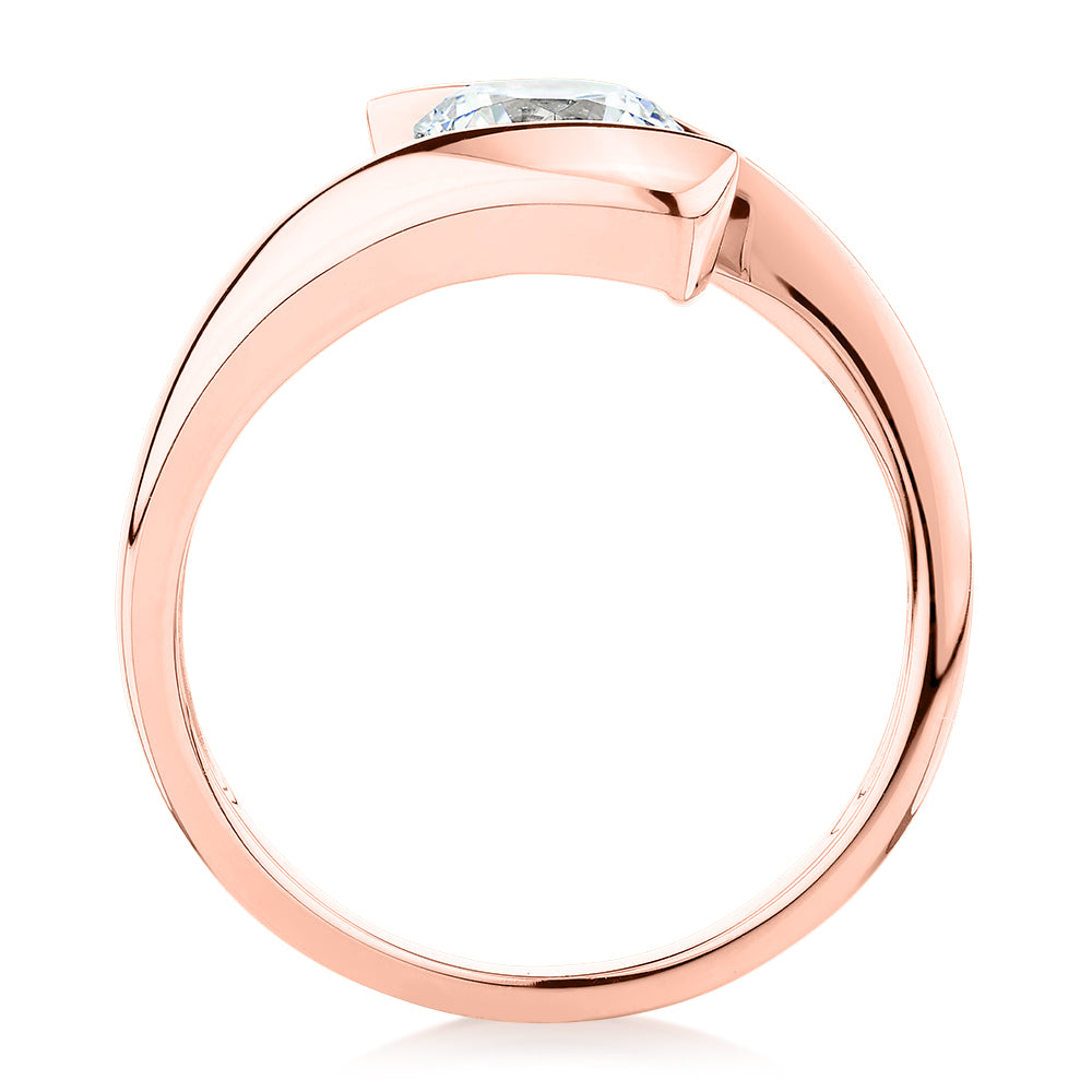 Round Brilliant solitaire engagement ring with 1.03 carat* diamond simulant in 10 carat rose gold