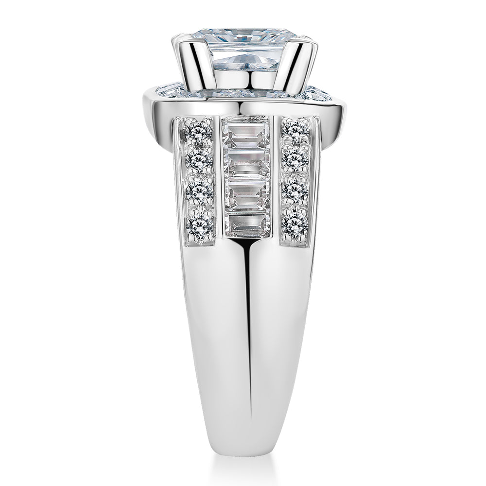 Dress ring with 3.6 carats* of diamond simulants in 10 carat white gold