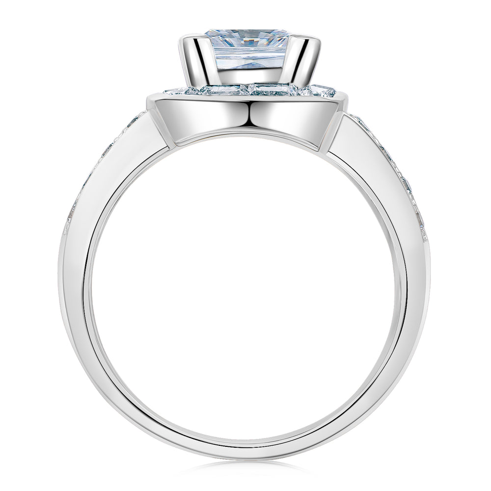 Dress ring with 3.6 carats* of diamond simulants in 10 carat white gold