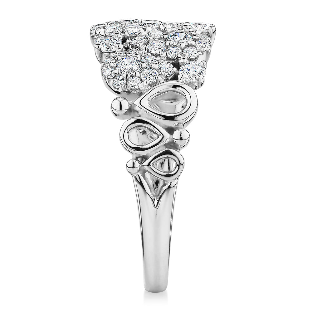 Celeste Dress ring with 0.96 carats* of diamond simulants in 10 carat white gol