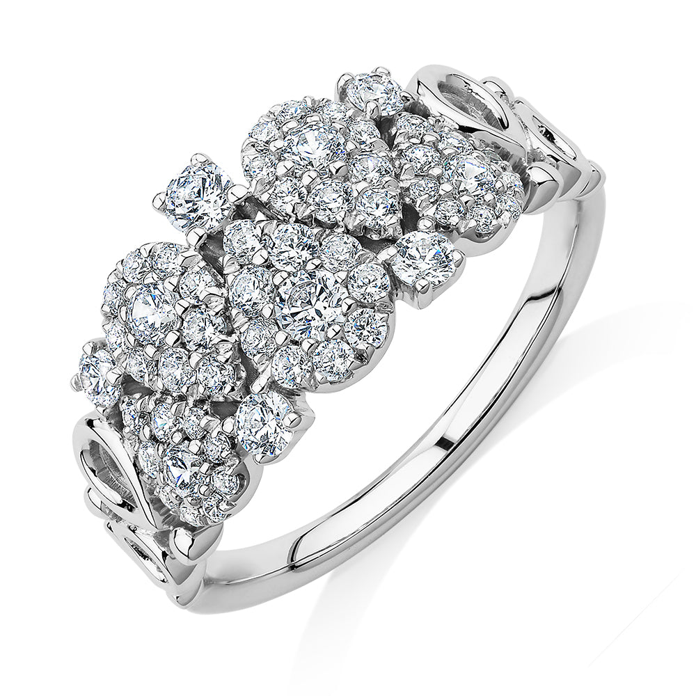 Celeste Dress ring with 0.96 carats* of diamond simulants in 10 carat white gol
