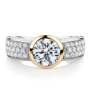 Synergy dress ring with 2.36 carats* of diamond simulants in 10 carat yellow gold and sterling silver