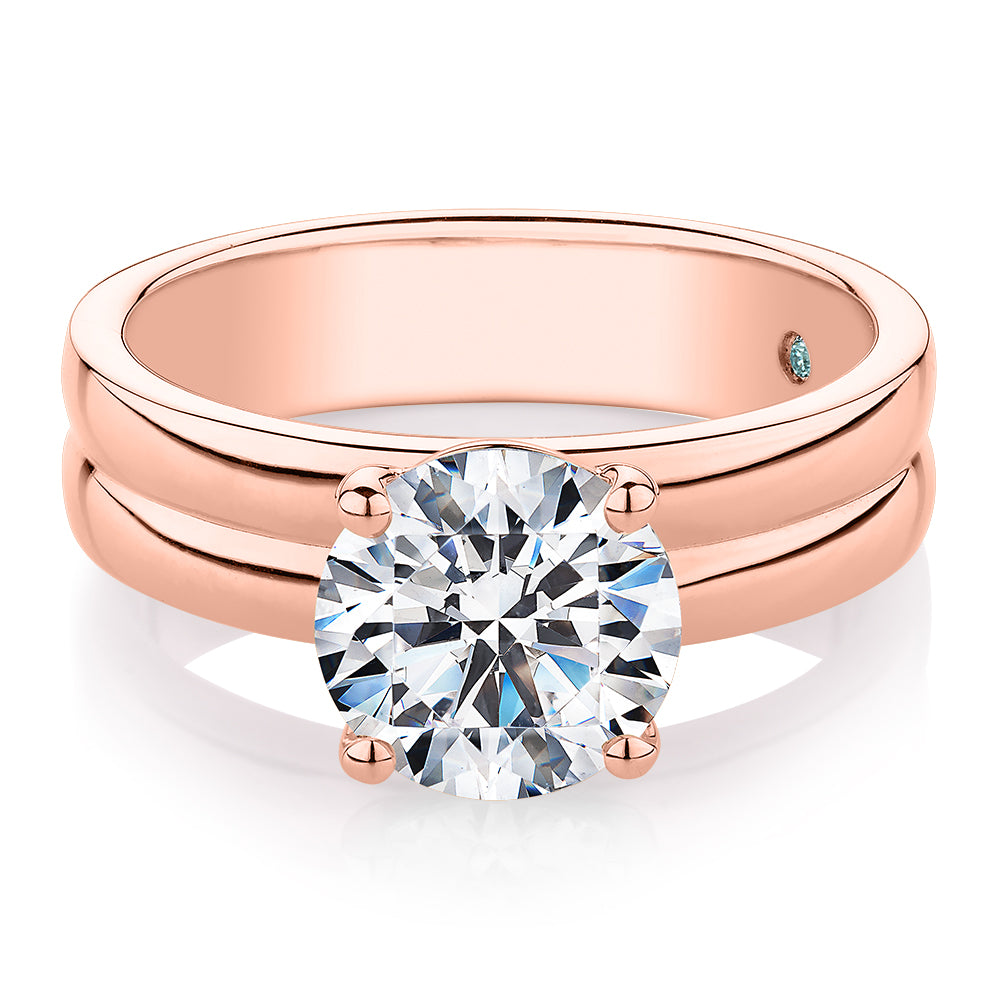 Premium Certified Lab-Grown Diamond, 2.00 carat round brilliant solitaire engagement ring in 10 carat rose gold