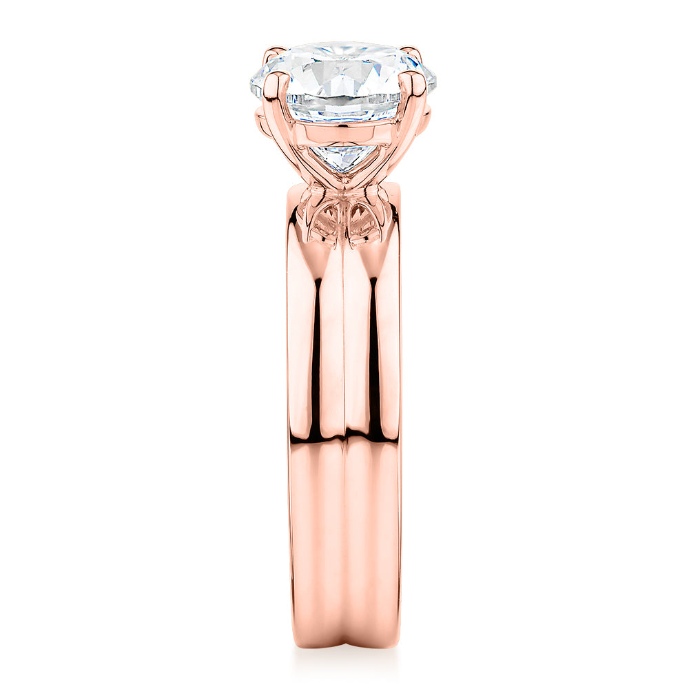 Premium Certified Lab-Grown Diamond, 2.00 carat round brilliant solitaire engagement ring in 10 carat rose gold
