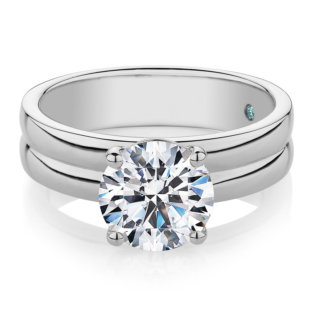 Premium Certified Lab-Grown Diamond, 2.00 carat round brilliant solitaire engagement ring in 10 carat white gold