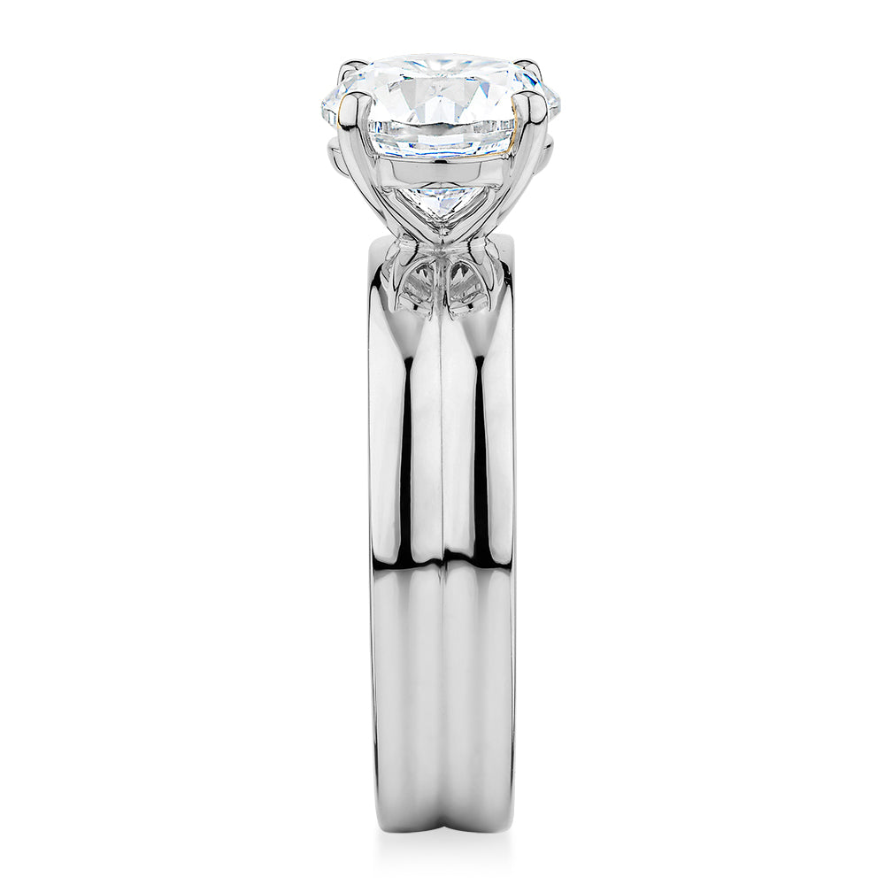 Premium Certified Lab-Grown Diamond, 2.00 carat round brilliant solitaire engagement ring in 10 carat white gold