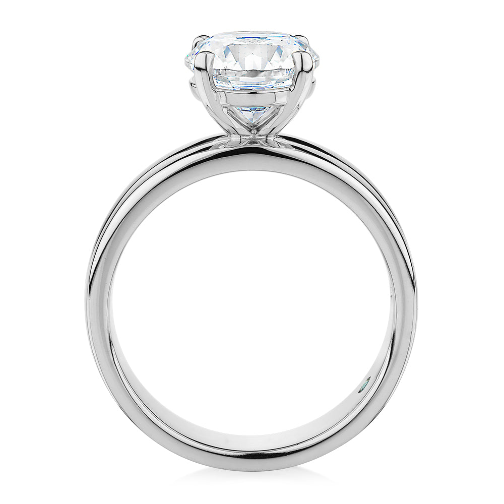 Premium Certified Lab-Grown Diamond, 2.00 carat round brilliant solitaire engagement ring in 10 carat white gold