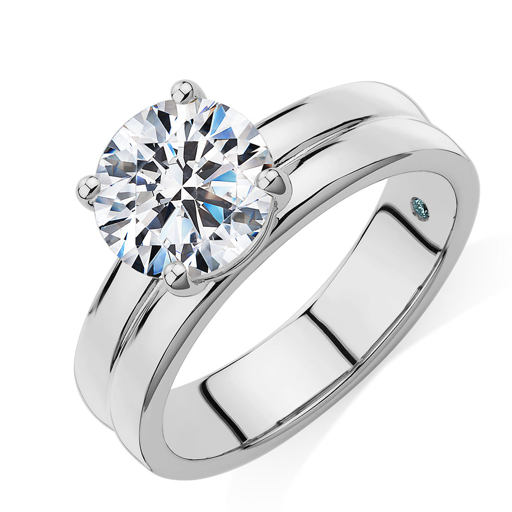 Premium Certified Lab-Grown Diamond, 2.00 carat round brilliant solitaire engagement ring in 10 carat white gold