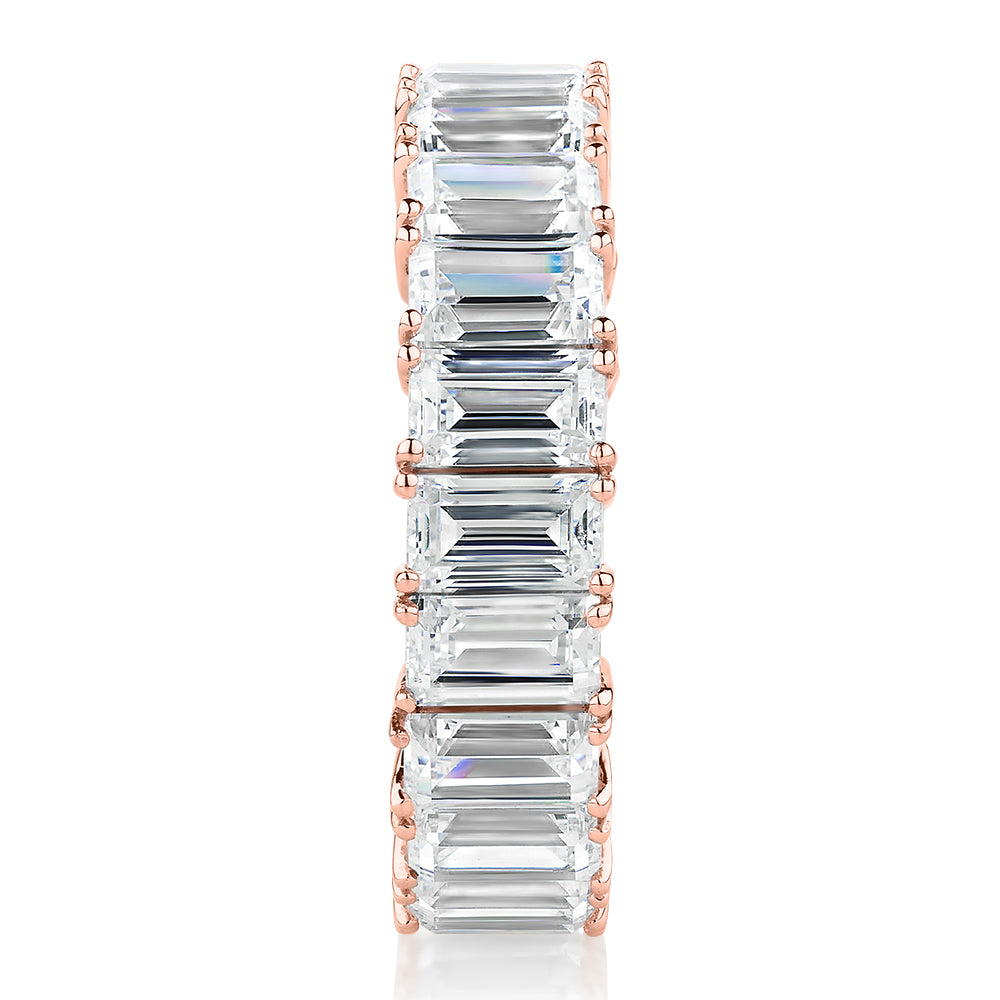 All-rounder eternity band with 6.3 carats* of diamond simulants in 10 carat rose gold