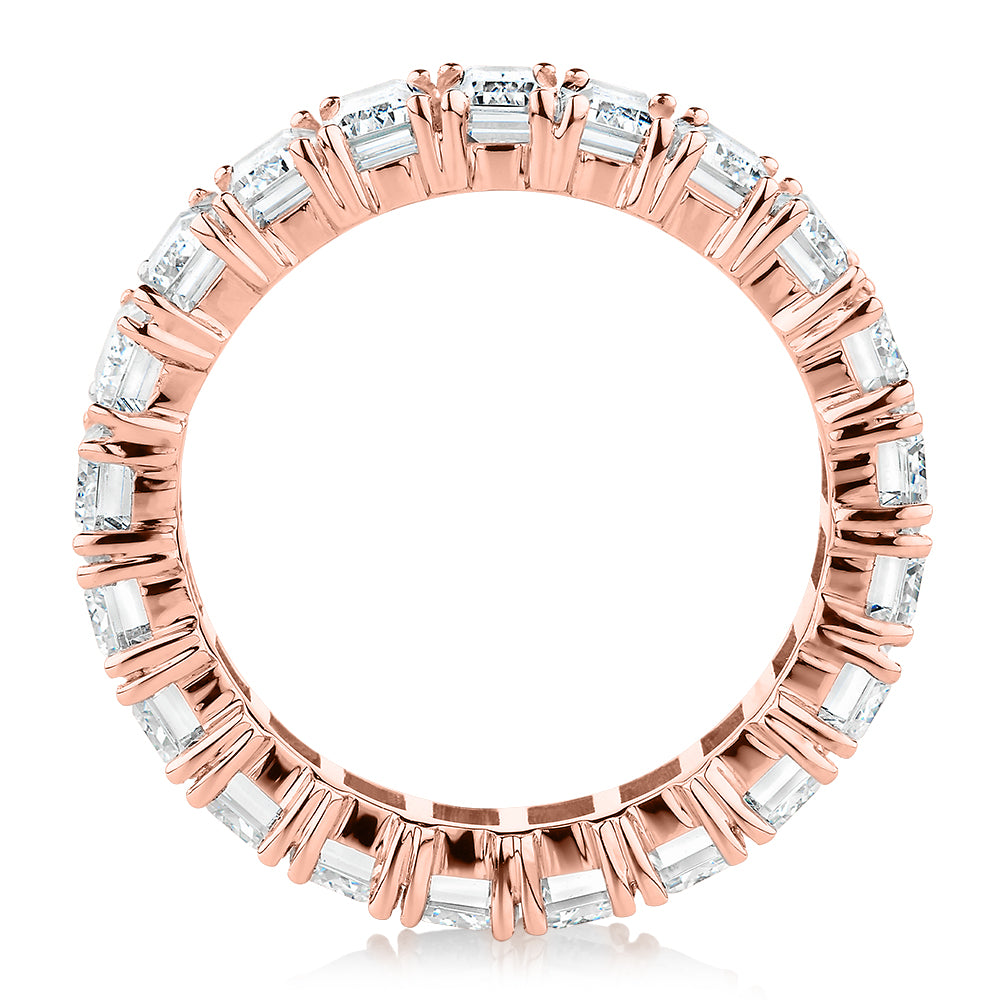 All-rounder eternity band with 6.3 carats* of diamond simulants in 10 carat rose gold