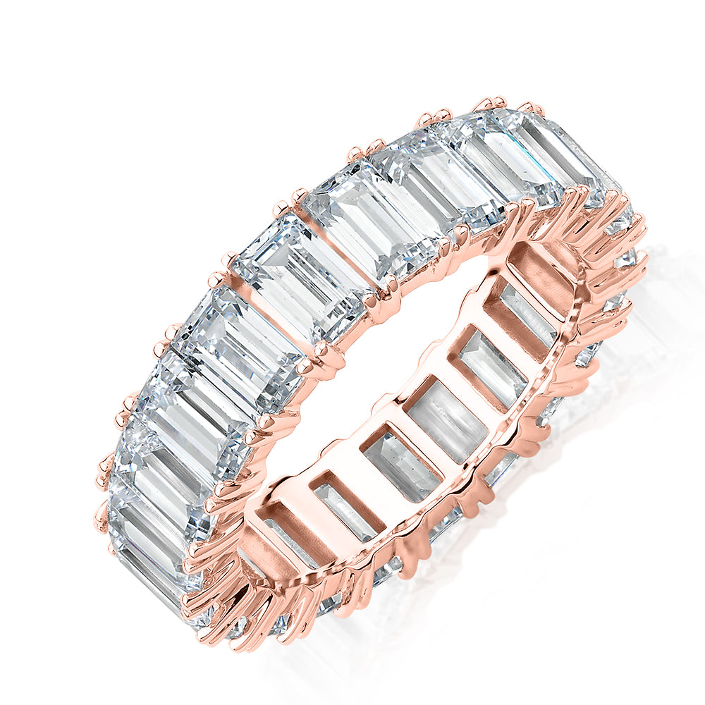 All-rounder eternity band with 6.3 carats* of diamond simulants in 10 carat rose gold
