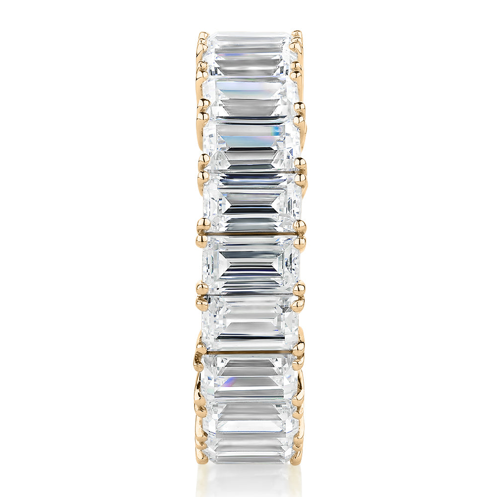 All-rounder eternity band with 6.3 carats* of diamond simulants in 10 carat yellow gold