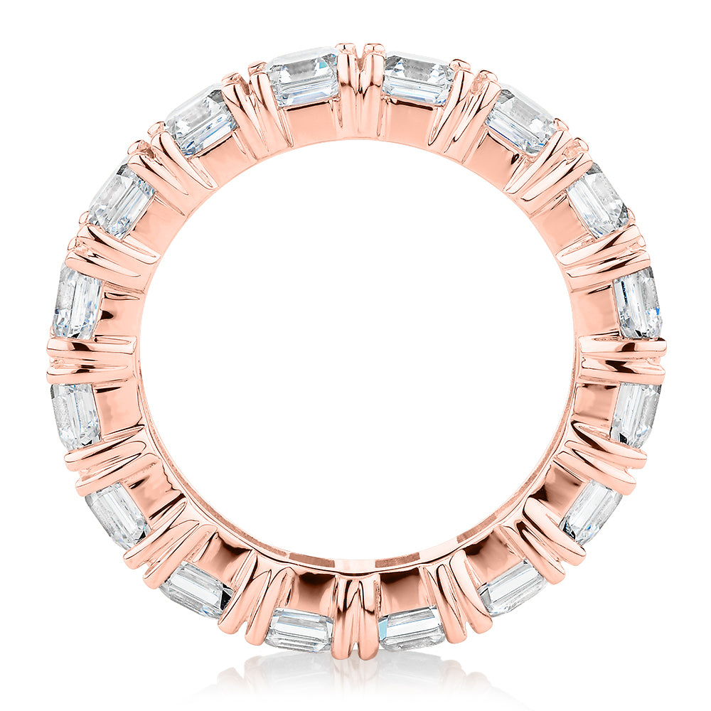 All-rounder eternity band with 5.46 carats* of diamond simulants in 10 carat rose gold