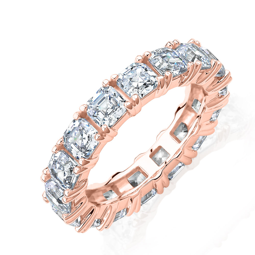 All-rounder eternity band with 5.46 carats* of diamond simulants in 10 carat rose gold
