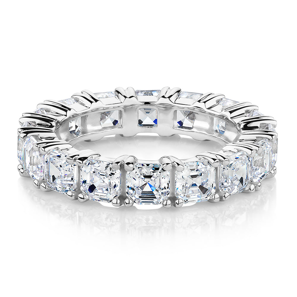 All-rounder eternity band with 5.46 carats* of diamond simulants in 10 carat white gold