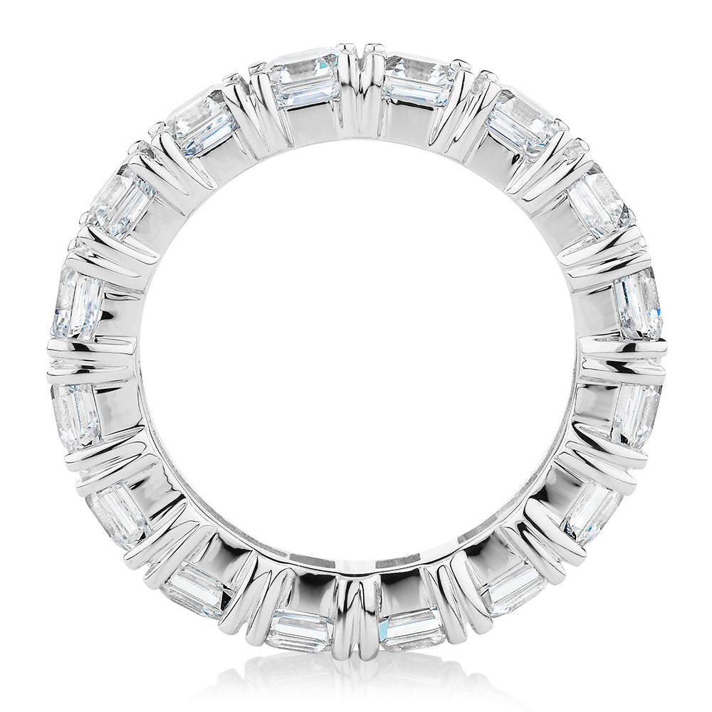 All-rounder eternity band with 5.46 carats* of diamond simulants in 10 carat white gold