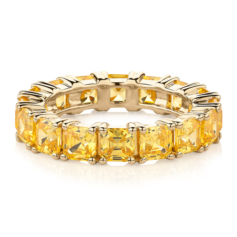 All-rounder eternity band with 5.46 carats* of diamond simulants in 10 carat yellow gold