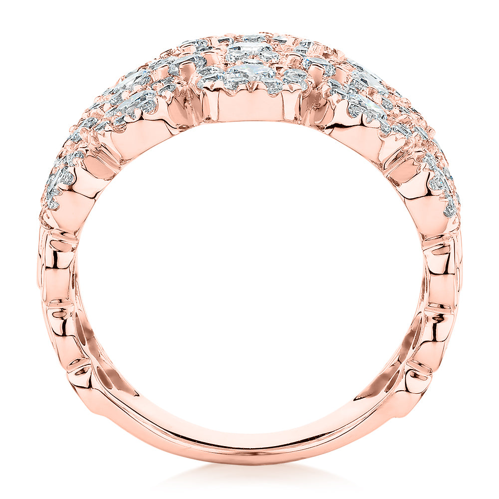 Celeste Dress ring with 2.86 carats* of diamond simulants in 10 carat rose gold