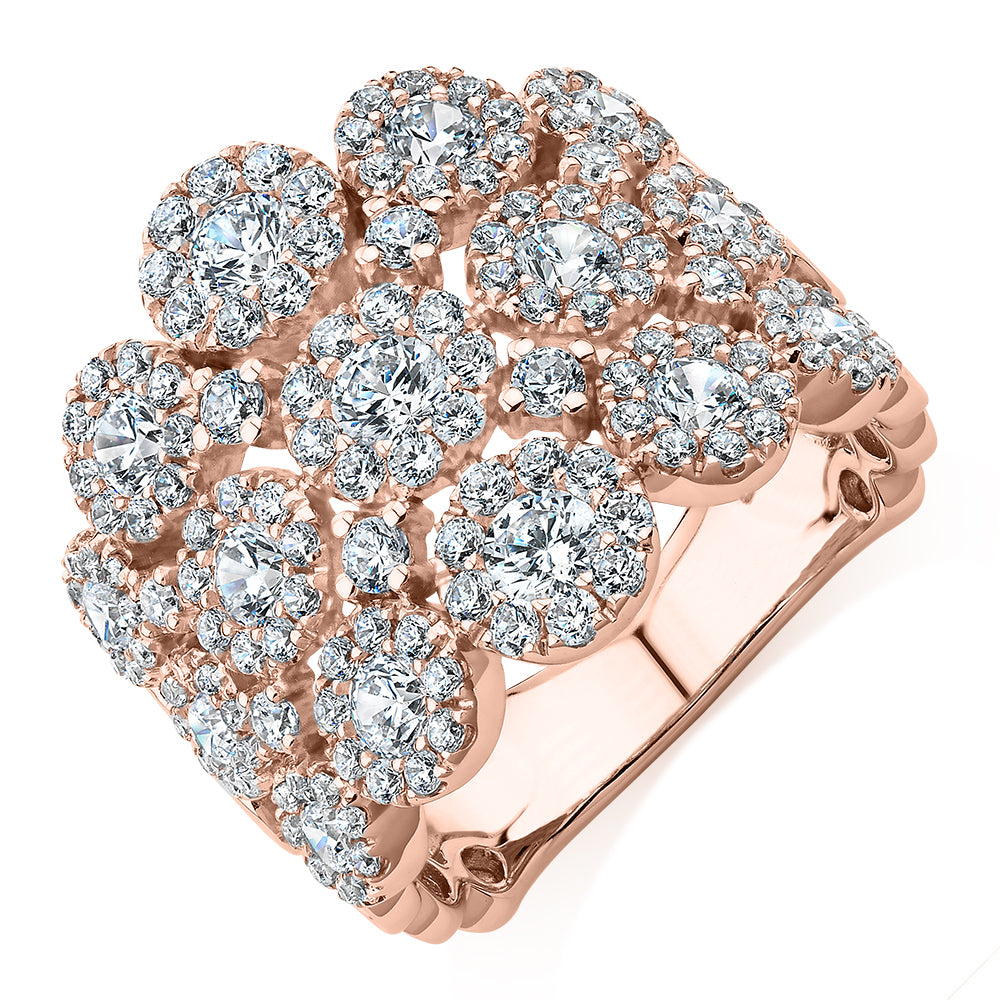 Celeste Dress ring with 2.86 carats* of diamond simulants in 10 carat rose gold