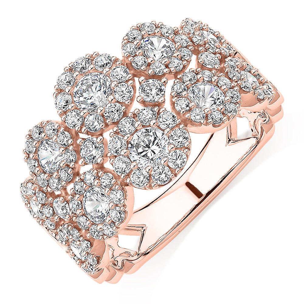 Celeste Dress ring with 1.87 carats* of diamond simulants in 10 carat rose gold