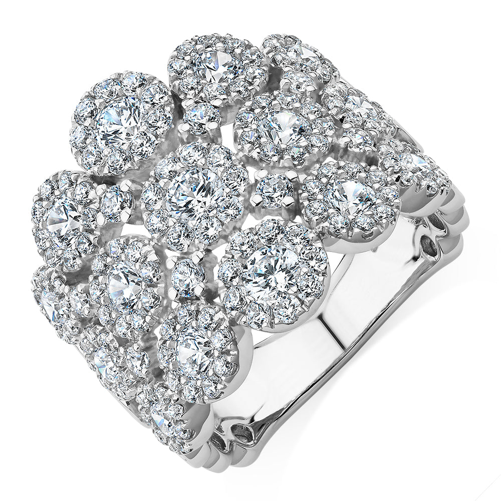 Celeste Dress ring with 2.86 carats* of diamond simulants in 10 carat white gold