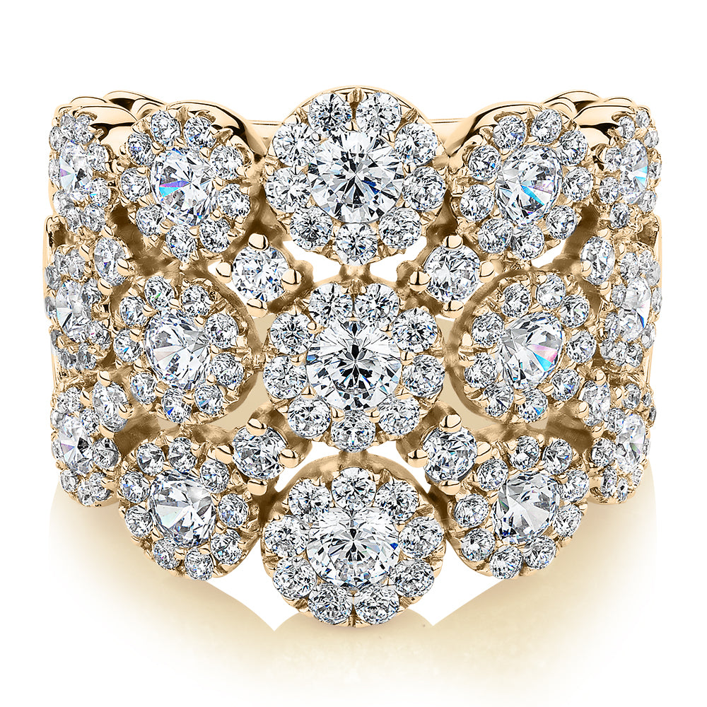 Celeste Dress ring with 2.86 carats* of diamond simulants in 10 carat yellow gold