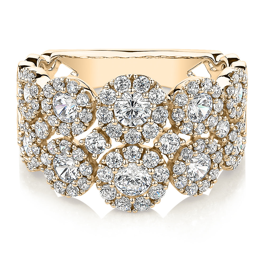 Celeste Dress ring with 1.87 carats* of diamond simulants in 10 carat yellow gold